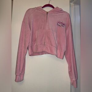 BRATZ cotton candy pink velour crop tracksuit hoodie M Barbiecore